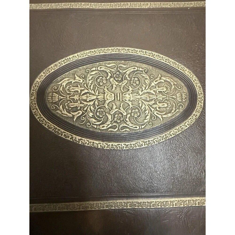 Vintage Brown Gold Embossed Photo Album Scrapbook without photos 14x10